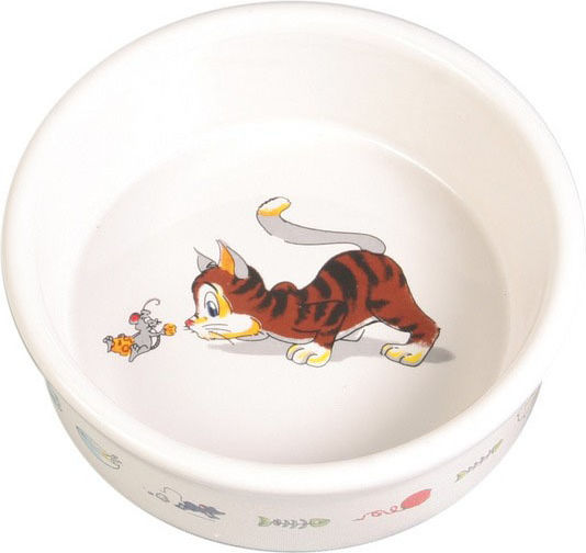 Trixie Ceramică Bol Mâncare & Apă pentru Câine & Pisică 200ml 12cm în Culoare Alb