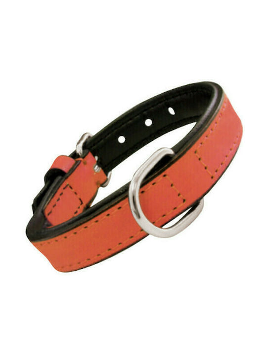 Gloriapets Soft Padded Dog Collar Leather In Orange Colour Coral 15mm x 35cm