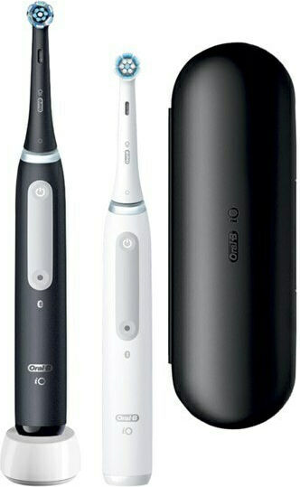 Oral-B iO Series 4 Electric Toothbrush with Timer, Pressure Sensor, and Travel Case Black / White