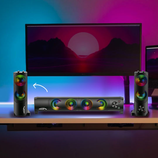 Audiocore AC955 2.0 Speakers with RGB 3W Black