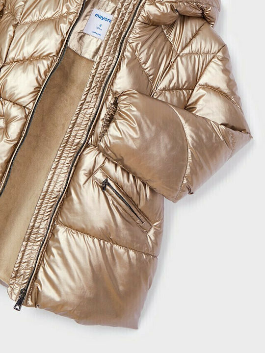 Kids' Quilted Jacket Short with Hood Gold Ecofriends