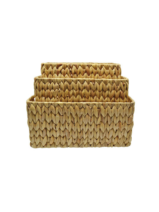 Ankor Καλάθι Αποθήκευσης Ψάθινο Καφέ 35x25x16cm 3τμχ