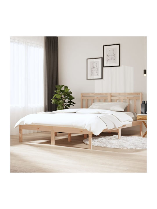 Κρεβάτι Διπλό από Μασίφ Ξύλο με Τάβλες για Στρώμα 150x200cm
