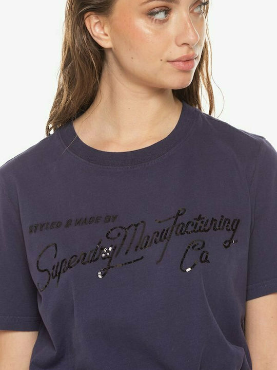 Superdry Vintage Script Style WW Femeie Tricou Albastru