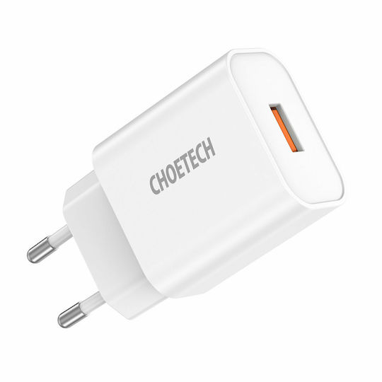 Choetech Încărcător cu Port USB-A și Cablu USB-C Quick Charge 3.0 Albς (Q5003)