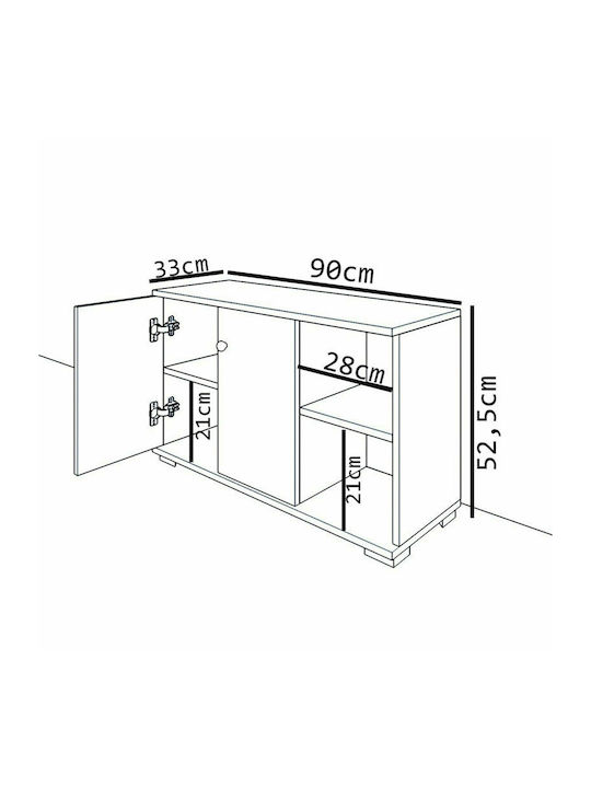 Deril Wooden Shoe Organizer with 2 Shelves White / Sonoma 90x33x52.5cm