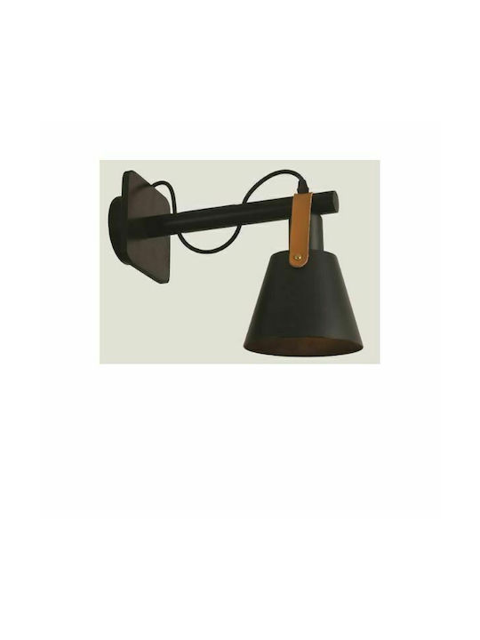 Eurolamp Modern Wandleuchte mit Fassung E27 Schwarz Breite 17cm