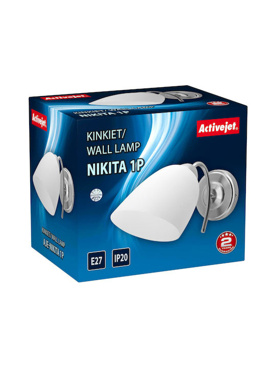Active Jet Nikita 1P Classic Lamp Wall with Socket E27 Silver 30x30x12cm