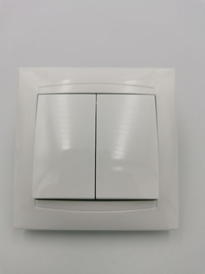 Bassiakos Chalkida Recessed Wall Switch Lighting Two-Way with Frame White