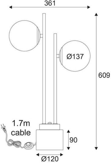 Aca Quadro Decorative Lamp with Socket for Bulb E14 Black