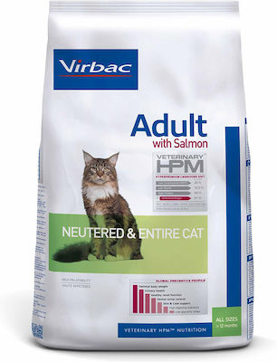 Virbac Adult Neutered & Entire Cat Dry Food for Adult Neutered Cats with Salmon 1.5kg