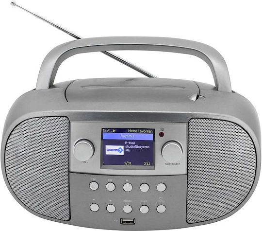 Soundmaster SCD7600TI Tragbares Soundsystem mit Bluetooth CD MP3 USB Radio Silber