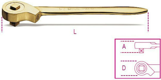 Beta Chei cu clichet 921BA/50 cu Patrat 1/2" Lungime 25cm.