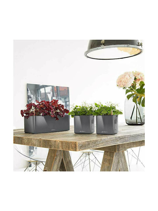 Lechuza Cube Glossy Triple Auto-udare Planter Box Plastic Negru 14x40x13.5cm.