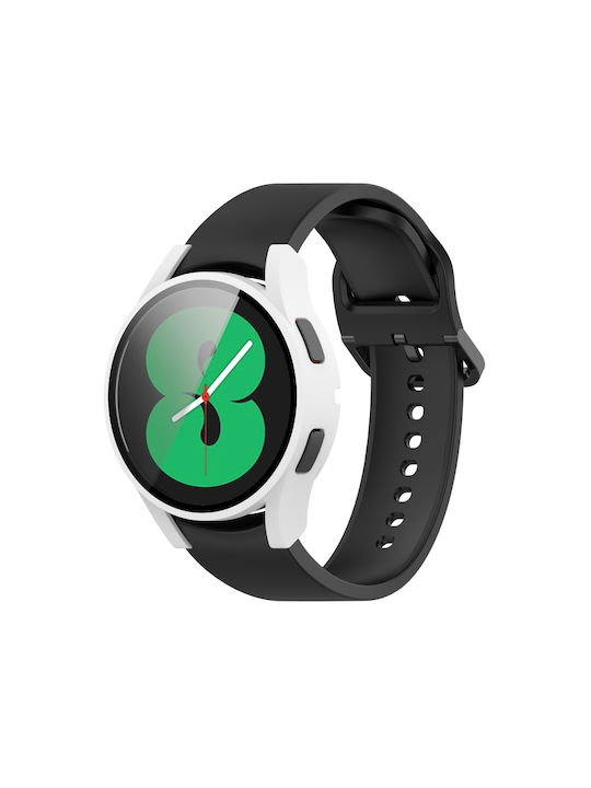 Plastikhülle mit Glas in Weiß Farbe für Galaxy Watch 4 40mm