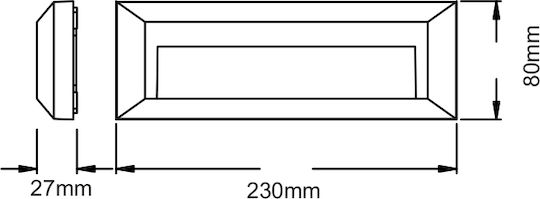 Aca SLIM32 Επιτοίχια Εξωτερική Πλαφονιέρα LED IP65 2W με Θερμό Λευκό Φως 23x8x2.7εκ.