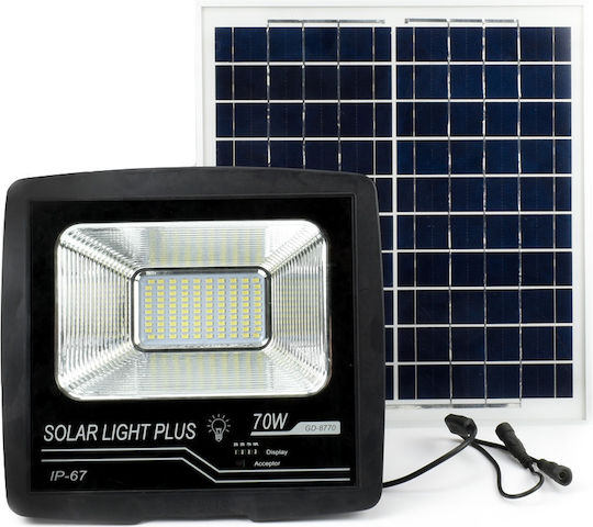 GDPLUS Στεγανός Ηλιακός Προβολέας LED 100W Ψυχρό Λευκό 6500K με Τηλεχειριστήριο IP67