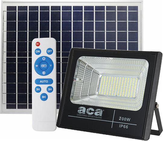Aca Waterproof Solar LED Floodlight 200W Cold White 6000K with Remote Control IP66