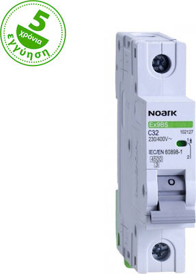 Noark EX9PN 1-Pole Automatic Circuit Breaker 16A 1P+N Καμπύλη C 101595