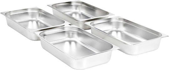 vidaXL Stainless Steel Gastronorm GN1/1 H100mm 4pcs