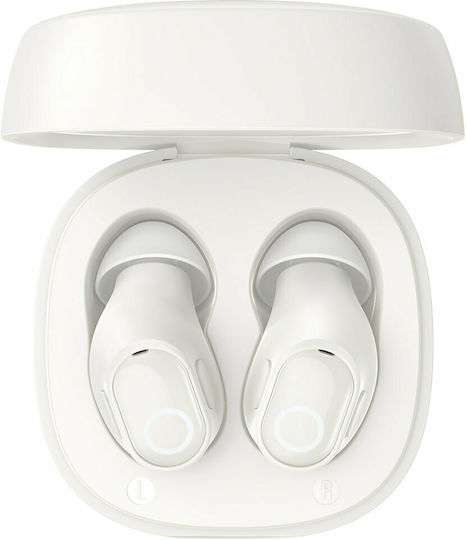 Baseus Bowie WM02 In-ear Bluetooth Handsfree Ακουστικά με Θήκη Φόρτισης Λευκά