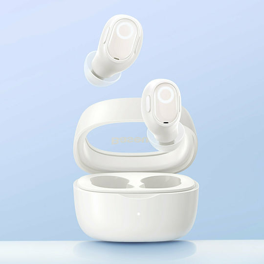 Baseus Bowie WM02 In-ear Bluetooth Handsfree Ακουστικά με Θήκη Φόρτισης Λευκά