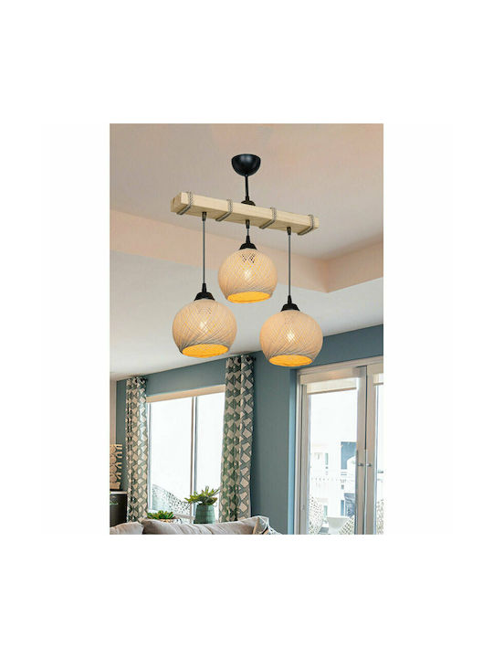 Pakketo PWL-1120 Pendant Light Beige Boho with Rope for Socket E27 50x20x63cm