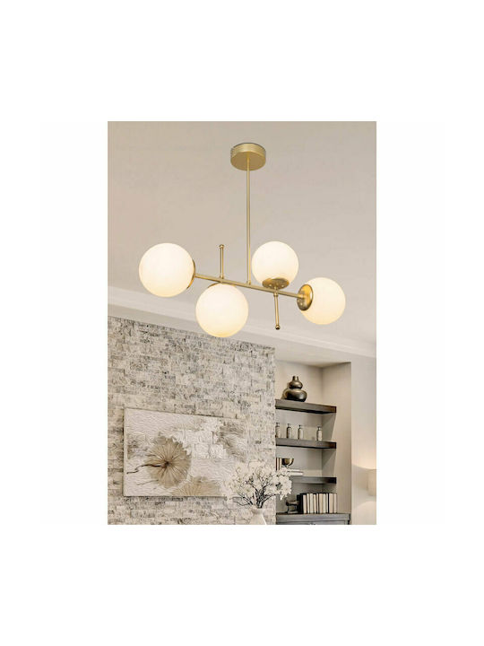 Pakketo PWL-1128 Adjustable Gold Pendant Ceiling Light for 4 Bulbs E27 70x20x35cm