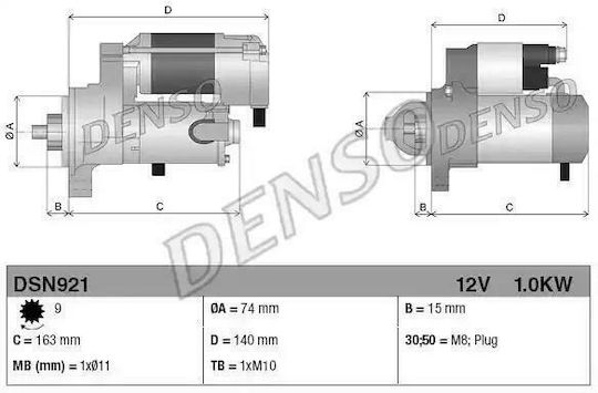 Denso Motorstarter Auto für Toyota Auris / Avensis / Celica / Korolla