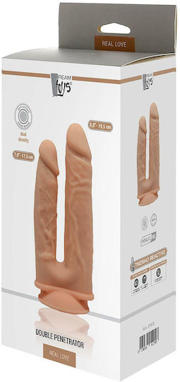 Dream Toys Real Love Dual Density Double Penetrator Διπλό Dildo με Βεντούζα Flesh 19.5cm