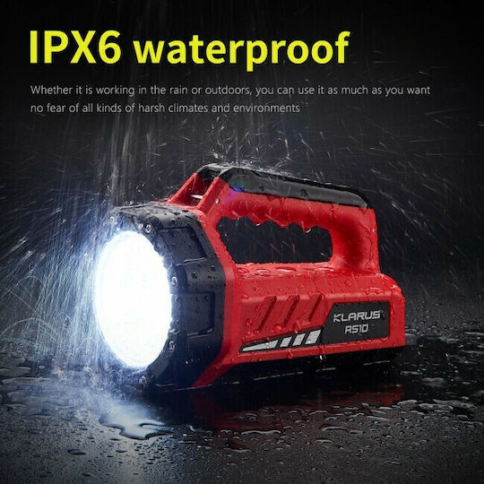 Klarus Lumină de lucru și de sit, cu baterie Proiector de Mână LED IPX6 Lanterne cu blițuri cu Luminozitate Maximă 800lm Roșu