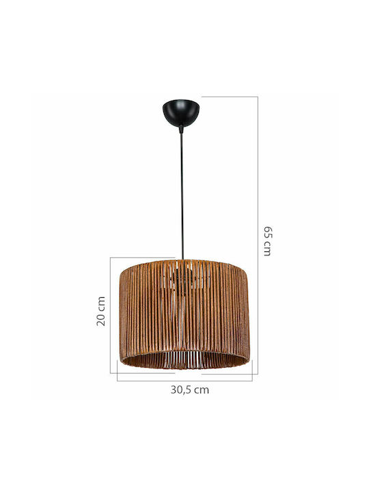 Pakketo PWL-1117 Κρεμαστό Φωτιστικό Καφέ με Ντουί E27 30.5x20x20εκ.