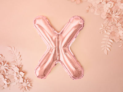 Letter X Foil Balloon Pink Gold, 35cm, 1 pc.