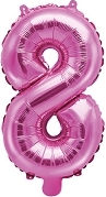 Foil Balloon 0-9 Fuchsia 35cm