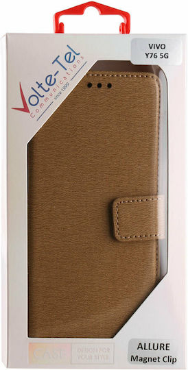 Volte-Tel Allure Magnet Brieftasche Synthetisches Leder Gold (Vivo Y76 5G)