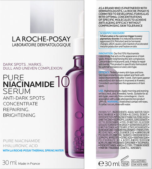 La Roche Posay Pure Niacinamide 10 Serum Face with Niacinamide & Hyaluronic Acid for Dark Spots 30ml