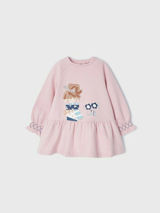 Mayoral Kids Dress Long Sleeve Pink