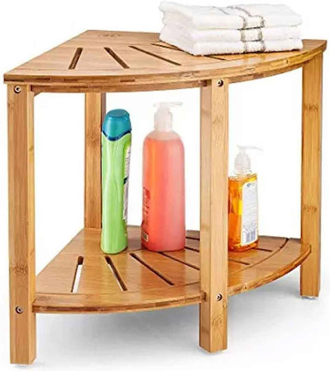 Bakaji Bakaji Corner Floor Bathroom Shelf Wooden with 2 Shelves 40x40x43cm Brown