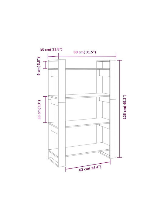 Bibliotecă Gri 80x35x125 cm