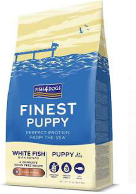 Fish4Dogs Finest Puppy Ocean White Small Kibble 12kg Dry Food Grain Free for Puppies of Small Breeds with Fish