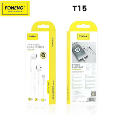 Foneng T15 Earbuds Freihändig Kopfhörer mit Stecker USB-C Weiß