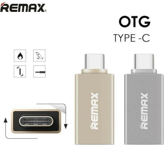 Remax OTG RA-OTG1 Converter USB-C Male to USB-A Female Gold 1 Piece