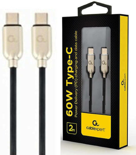 Gembird USB 2.0 Cable USB-C male - USB-C 60W PD Μαύρο 2m CC-USB2PD60-CMCM-2M