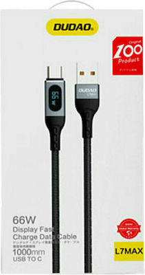 Dudao L7 Max Braided / LED USB 2.0 Cable USB-C male - USB-A male Μαύρο 1m
