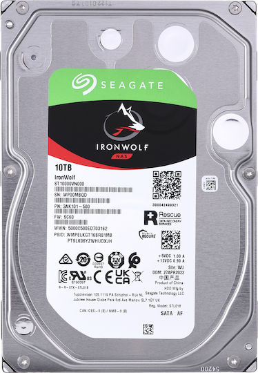 Seagate Ironwolf 10TB HDD Festplatte 3.5" SATA III 7200Umdrehungen pro Minute mit 256MB Cache für NAS ST10000VN000