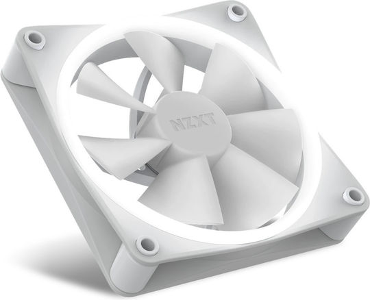 NZXT F120 Case Fan (1800rpm / 50.18cfm) with RGB Lighting and 4-Pin PWM Connection White