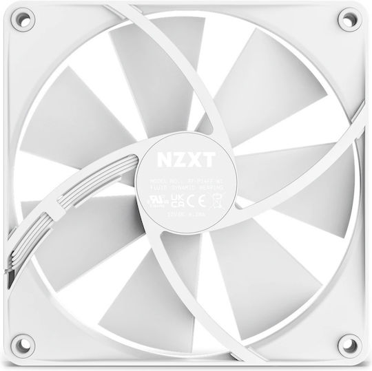 NZXT F140P Case Fan 1500rpm 99.68cfm Without LED Lighting And 4-Pin PWM Connection White