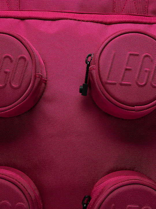 LEGO Brick 2x2 School Bag Backpack Junior High-High School Fuchsia with Water Bottle Holder 15Liters