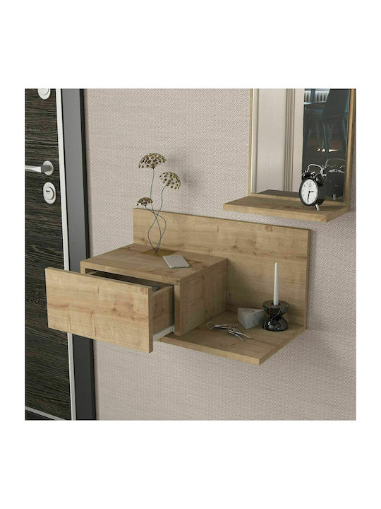 Rodos Entry Furniture with Mirror Natural 60x30x100cm