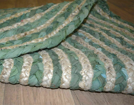 Viopros Jute Teppich Rund Sommer aus Jute Green